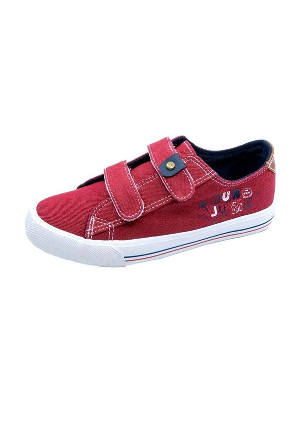 Trampki Na Rzepy Red Atletico WY20758 czerwone. Okazja: na uczelnię. Zapięcie: rzepy. Kolor: czerwony. Materiał: materiał, guma. Styl: klasyczny