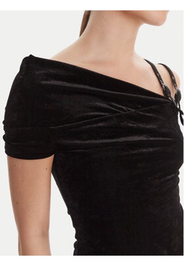 Versace Jeans Couture Top 79HAM616 J0237 Czarny Slim Fit. Kolor: czarny. Materiał: syntetyk