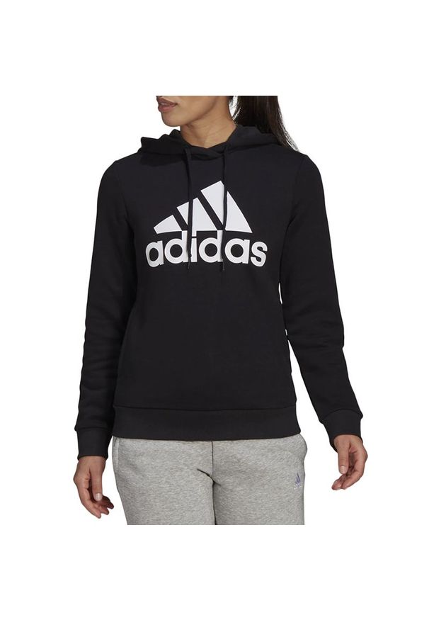 Adidas - Bluza adidas Loungewear Essentials Logo Fleece Hoodie GL0653 - czarna. Typ kołnierza: kaptur. Kolor: czarny. Materiał: bawełna, poliester, elastan, polar. Wzór: aplikacja, nadruk. Styl: klasyczny, sportowy
