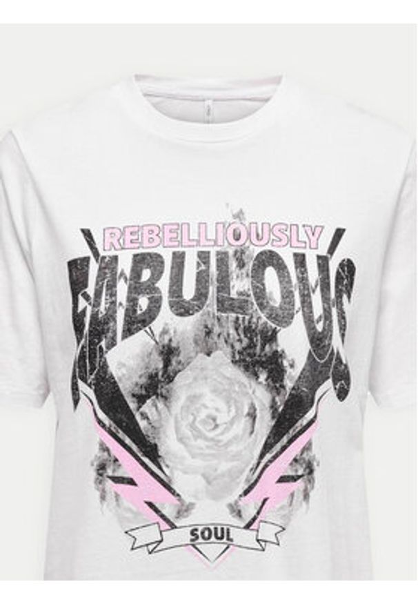 only - ONLY T-Shirt Lulu 15307345 Biały Regular Fit. Kolor: biały. Materiał: bawełna