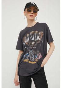 Hollister Co. t-shirt bawełniany kolor szary. Kolor: szary. Materiał: bawełna. Wzór: nadruk. Styl: klasyczny #5