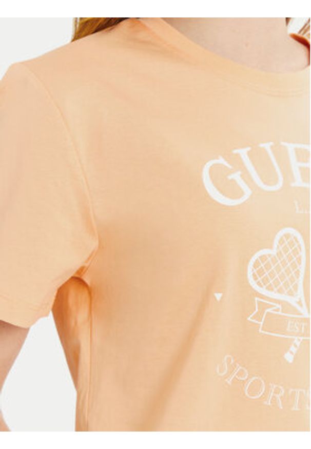 Guess T-Shirt V5GI04 I3Z14 Pomarańczowy Regular Fit. Kolor: pomarańczowy. Materiał: bawełna