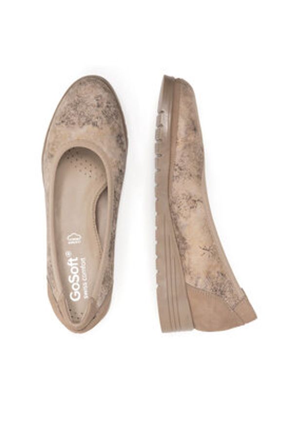 Go Soft Baleriny EST-TOMI-02 Beżowy. Kolor: beżowy. Materiał: skóra, zamsz