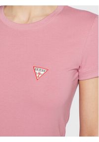 Guess T-Shirt Mini Triangle W2YI44 J1311 Różowy Slim Fit. Kolor: różowy. Materiał: bawełna