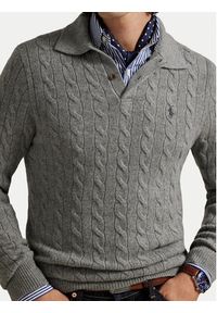 Polo Ralph Lauren Sweter 710974165002 Szary Regular Fit. Typ kołnierza: polo. Kolor: szary. Materiał: wełna #3
