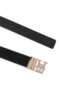 TOMMY HILFIGER - Tommy Hilfiger Pasek Th Logo Rev 3.0 Pebble AW0AW18691 Czarny. Kolor: czarny. Materiał: skóra #2