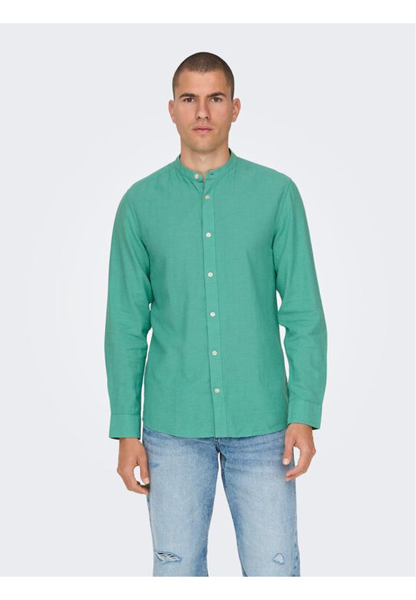Only & Sons Koszula Caiden 22019173 Zielony Slim Fit. Kolor: zielony. Materiał: bawełna