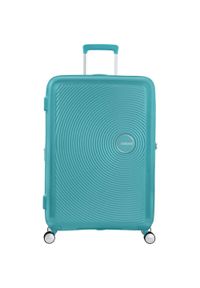 AMERICAN TOURISTER - Walizka turystyczna Soundbox Spinner 77 TSA EXP 97L. Kolor: niebieski