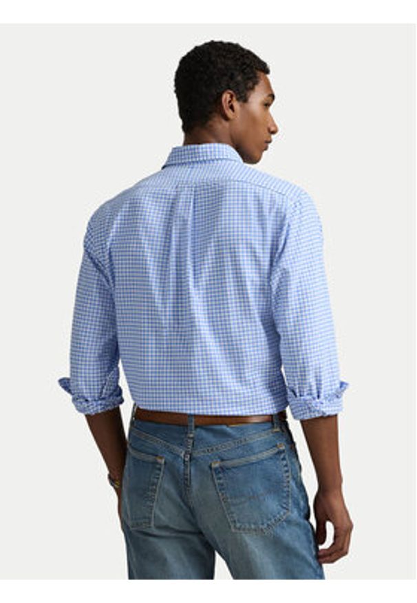 Polo Ralph Lauren Koszula 710853129002 Błękitny Custom Fit. Typ kołnierza: polo. Kolor: niebieski. Materiał: bawełna