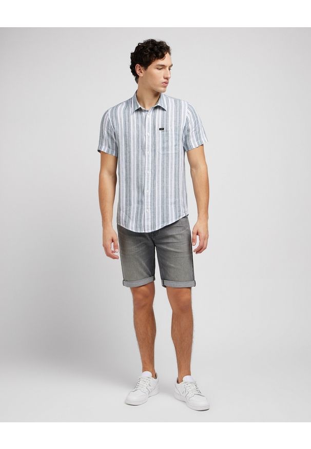 Lee - LEE MĘSKIE SPODNIE JEANSOWE 5 POCKET SHORT WASHED GREY 112349330 L73M015973. Materiał: jeans