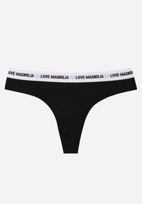 Born2be - Czarne Majtki Typu Stringi z Bawełną i Napisami Veza. Kolor: czarny. Materiał: bawełna. Wzór: napisy #1