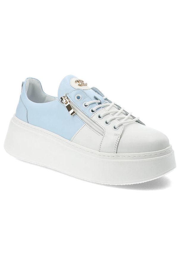 DAMISS - Niebieskie Sneakersy Damiss Wygodne Buty Damskie Na Platformie. Okazja: na co dzień, na spacer, na uczelnię. Kolor: niebieski. Materiał: materiał. Obcas: na platformie. Sport: turystyka piesza