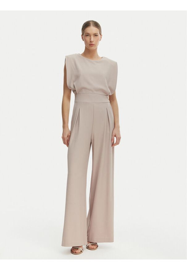 Rinascimento Kombinezon CFC0127546003 Beżowy Wide Leg. Kolor: beżowy. Materiał: syntetyk