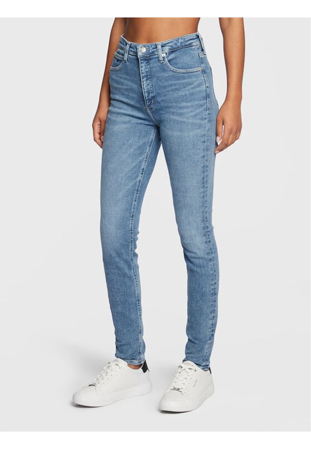 Calvin Klein Jeans Jeansy J20J220187 Niebieski Skinny Fit. Kolor: niebieski