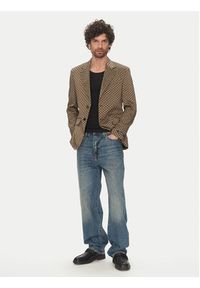Karl Lagerfeld - KARL LAGERFELD Marynarka 155106 552115 Brązowy Slim Fit. Typ kołnierza: dekolt w karo. Kolor: brązowy #4