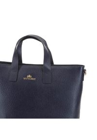 Wittchen - Torebka kuferek z groszkowanej skóry. Kolor: niebieski. Wzór: haft. Dodatki: z haftem, z breloczkiem. Materiał: skórzane. Styl: casual, klasyczny. Rodzaj torebki: do ręki #2