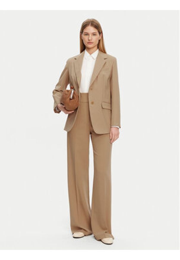 Weekend Max Mara Marynarka Materia 2515041091 Beżowy Regular Fit. Kolor: beżowy. Materiał: wełna