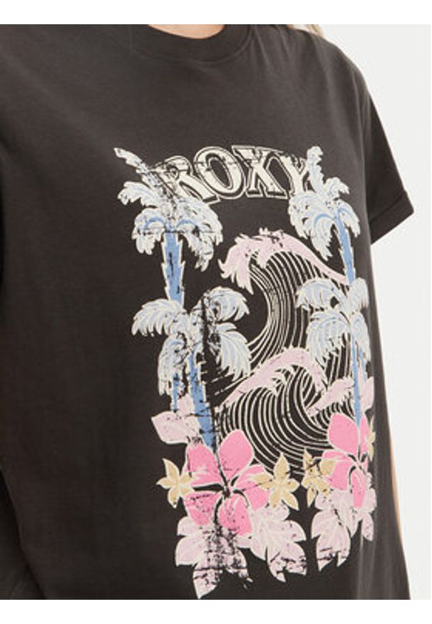 Roxy T-Shirt ERJZT05911 Szary Regular Fit. Kolor: szary. Materiał: bawełna