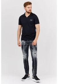 Balmain - BALMAIN Czarna męska koszulka polo z aksamitnym logo, Rozmiar S. Typ kołnierza: polo. Kolor: czarny #3