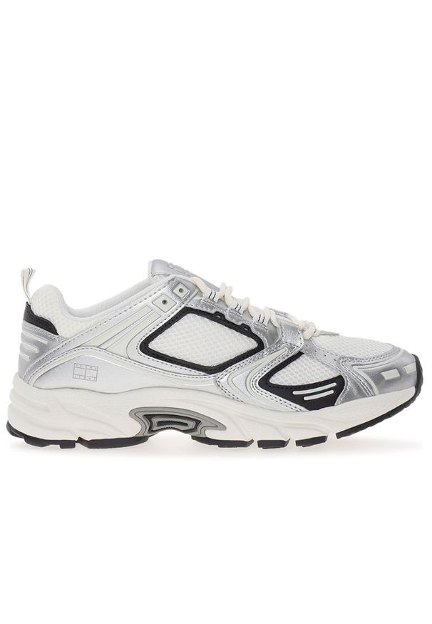 Buty damskie Tommy Jeans Archive Runner EN0EN02680-PE6 - srebrne. Kolor: srebrny. Materiał: syntetyk, tworzywo sztuczne, tkanina, poliester, guma. Szerokość cholewki: normalna