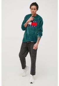Tommy Jeans Sweter DM0DM12204.PPYY męski kolor zielony. Kolor: zielony. Materiał: materiał, wiskoza. Długość rękawa: długi rękaw. Długość: długie. Wzór: ze splotem #5
