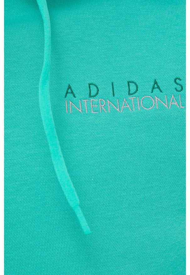 adidas Originals Bluza męska kolor zielony z kapturem gładka. Okazja: na co dzień. Typ kołnierza: kaptur. Kolor: turkusowy. Materiał: materiał, bawełna, dzianina. Wzór: gładki. Styl: casual