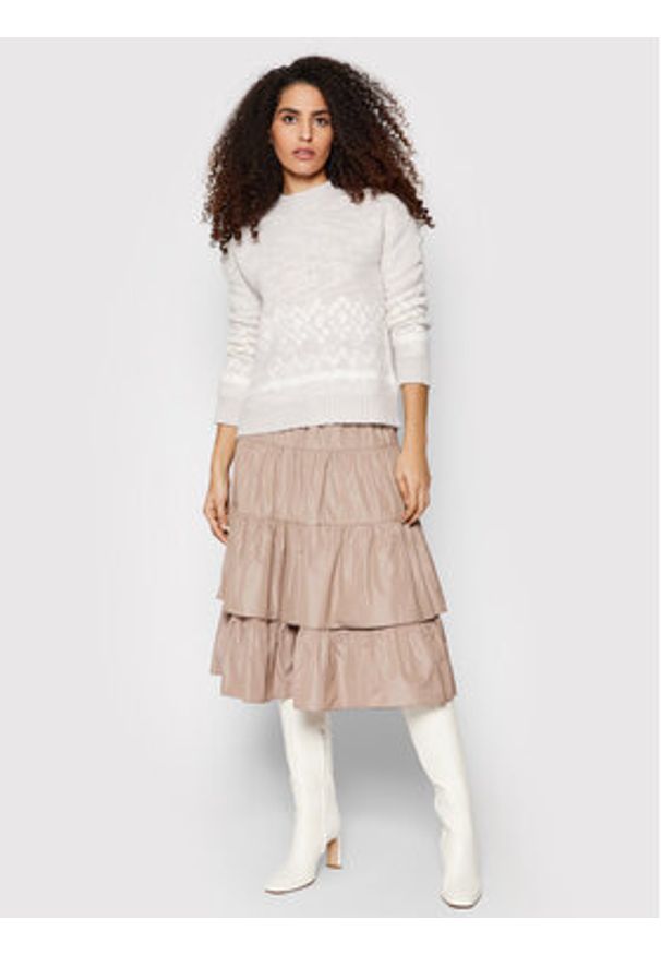 CAPPELLINI - Cappellini Sweter M99223F03 9132B Beżowy Regular Fit. Kolor: beżowy. Materiał: wełna