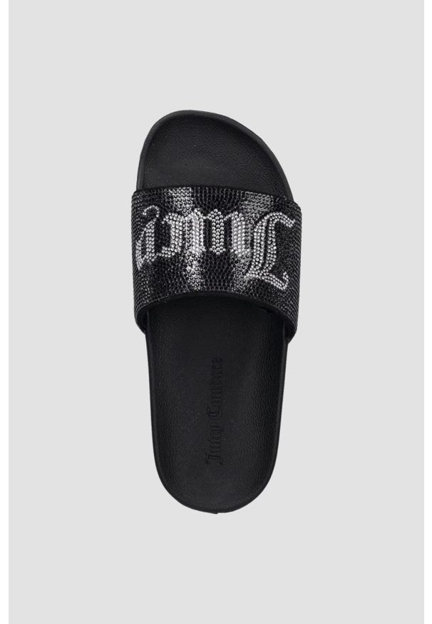 Juicy Couture - JUICY COUTURE Czarne klapki damskie z cyrkoniami Donna Slider, Rozmiar 37. Okazja: na co dzień. Kolor: czarny. Sezon: lato. Styl: elegancki, casual