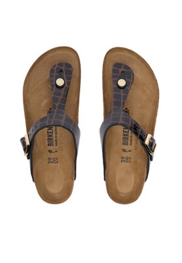 Birkenstock Japonki Gizeh 1032837 Czarny. Kolor: czarny. Materiał: lakier, skóra