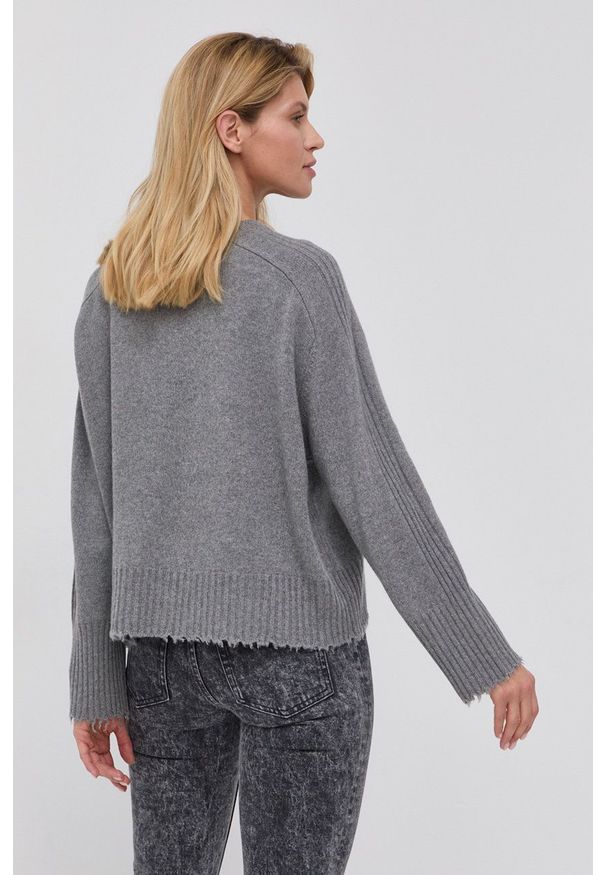 AllSaints Sweter damski kolor szary. Kolor: szary. Materiał: kaszmir. Długość rękawa: raglanowy rękaw