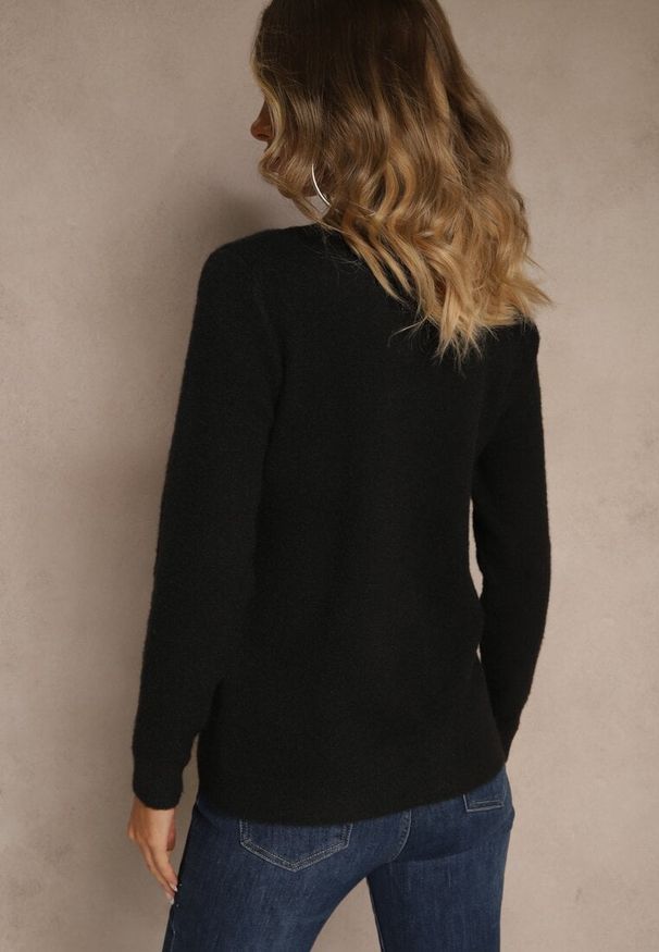 Renee - Czarny Sweter z Wełną ze Ściągaczami Furrive. Kolor: czarny. Materiał: wełna
