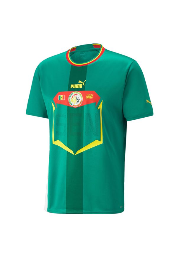 Puma - Koszulka wyjazdowa Sénégal CAN 2023. Kolor: zielony, czerwony, wielokolorowy. Materiał: materiał. Sport: piłka nożna