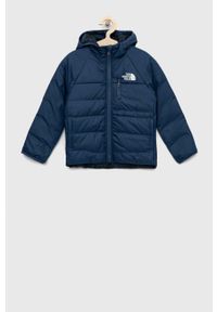 The North Face kurtka dwustronna dziecięca REVERSIBLE PERRITO JACKET kolor granatowy. Okazja: na co dzień. Typ kołnierza: kaptur. Kolor: niebieski. Materiał: włókno, materiał. Długość rękawa: raglanowy rękaw. Styl: casual #1