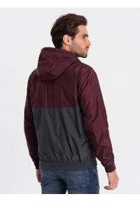 Ombre Clothing - Kurtka męska sportowa - bordowa V18 C447 - S. Kolor: czerwony. Materiał: poliester, polar. Sezon: jesień. Styl: sportowy #5