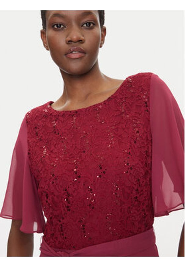 Swing Sukienka koktajlowa 5AI02500 Bordowy Regular Fit. Kolor: czerwony. Materiał: syntetyk. Styl: wizytowy