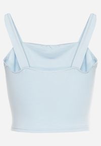 Born2be - Niebieski Dopasowany Top z Wiskozą na Szerokich Ramiączkach Limare. Okazja: na co dzień. Typ kołnierza: dekolt kwadratowy. Kolor: niebieski. Materiał: wiskoza. Długość rękawa: na ramiączkach. Styl: klasyczny, casual #4