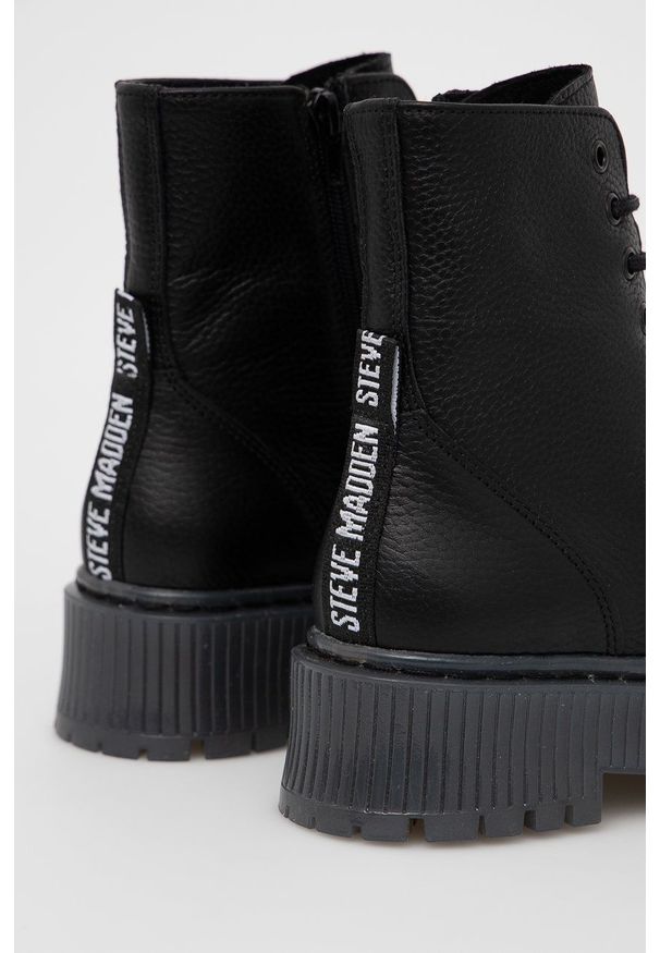 Steve Madden - Workery skórzane Skyhy Bootie. Nosek buta: okrągły. Kolor: czarny. Materiał: skóra. Obcas: na platformie