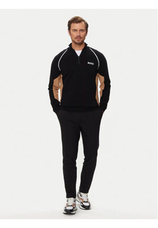 BOSS - Boss Sweter Hydro-X 50519377 Czarny Regular Fit. Kolor: czarny. Materiał: bawełna
