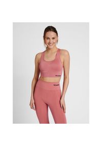 Damski bezszwowy biustonosz sportowy Hummel Tif. Kolor: czerwony, fioletowy, wielokolorowy. Materiał: dzianina, materiał. Sport: fitness