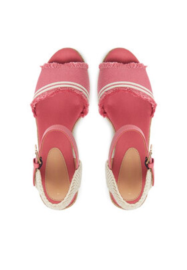 TOMMY HILFIGER - Tommy Hilfiger Espadryle Fringe Canvas Medium Wedge FW0FW08879 Różowy. Kolor: różowy. Materiał: materiał