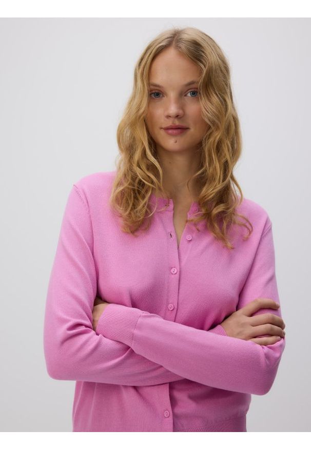 Reserved - Kardigan z wiskozą - fioletowy. Kolor: fioletowy. Materiał: wiskoza