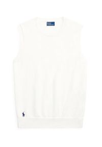 Polo Ralph Lauren Sweter 211972111002 Biały Straight Fit. Typ kołnierza: polo. Kolor: biały. Materiał: bawełna
