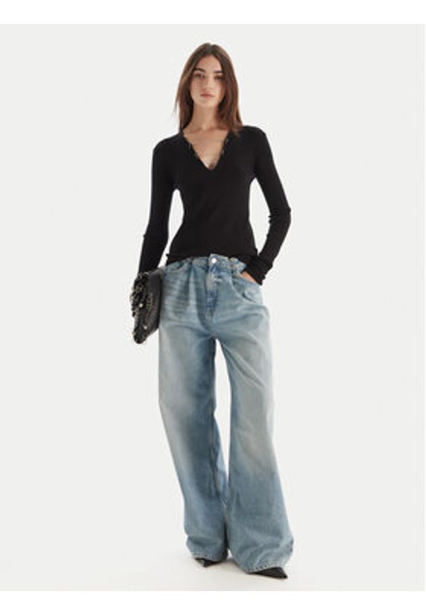 Patrizia Pepe Sweter 2K0331/K7S0-K103 Czarny Regular Fit. Kolor: czarny. Materiał: wiskoza