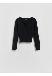 Reserved - Sweter z wiązaniem - czarny. Kolor: czarny. Materiał: wiskoza, dzianina #1