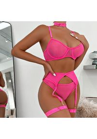 Intica - Komplet bielizny z siateczki z regulowanymi paskami Zihnija. Kolor: czarny. Wzór: paski #2