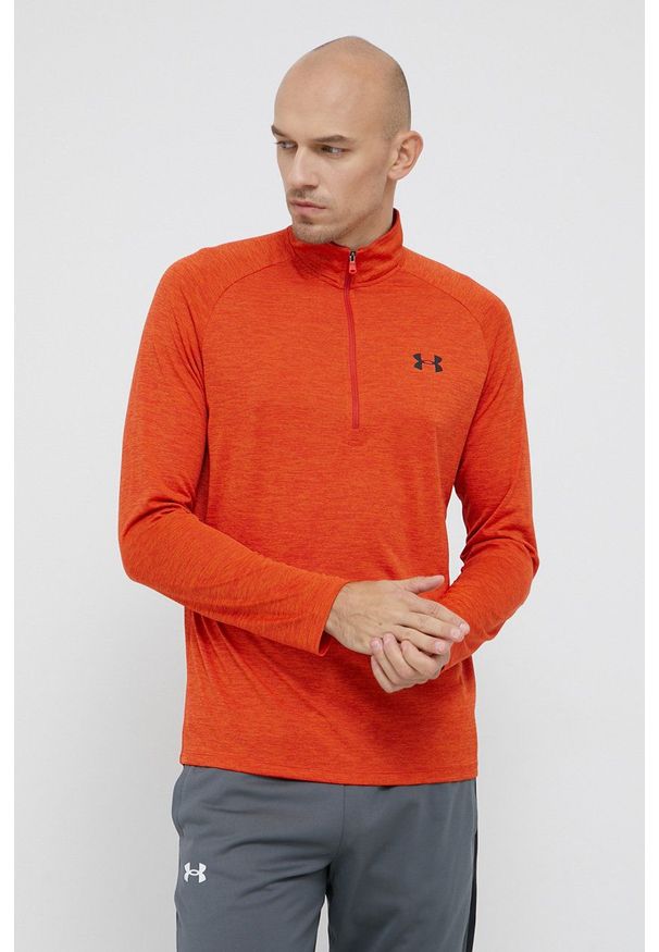 Under Armour Bluza 1328495 męska kolor pomarańczowy melanżowa. Kolor: pomarańczowy. Długość rękawa: raglanowy rękaw. Długość: krótkie. Wzór: melanż
