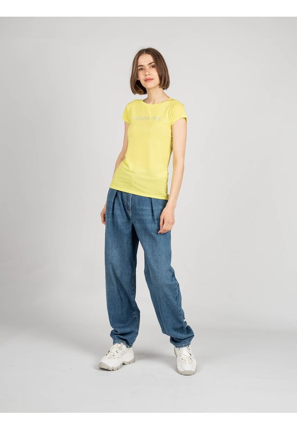 Patrizia Pepe T-Shirt | 2M4063/A9A1 | Maglia | Kobieta | Żółty. Kolor: żółty. Materiał: elastan, wiskoza. Długość rękawa: krótki rękaw. Długość: krótkie. Wzór: aplikacja