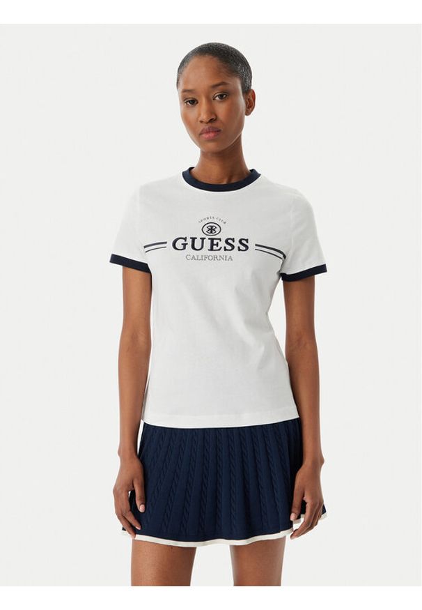 Guess T-Shirt V6GI08 K2975 Biały Regular Fit. Kolor: biały. Materiał: bawełna