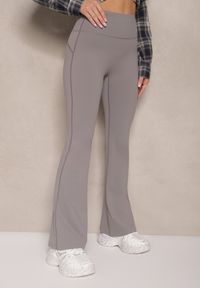 Renee - Ciemnoszare Legginsy Dzwony High Waist Korivienne. Okazja: na co dzień. Stan: podwyższony. Kolor: szary. Styl: elegancki, casual #3