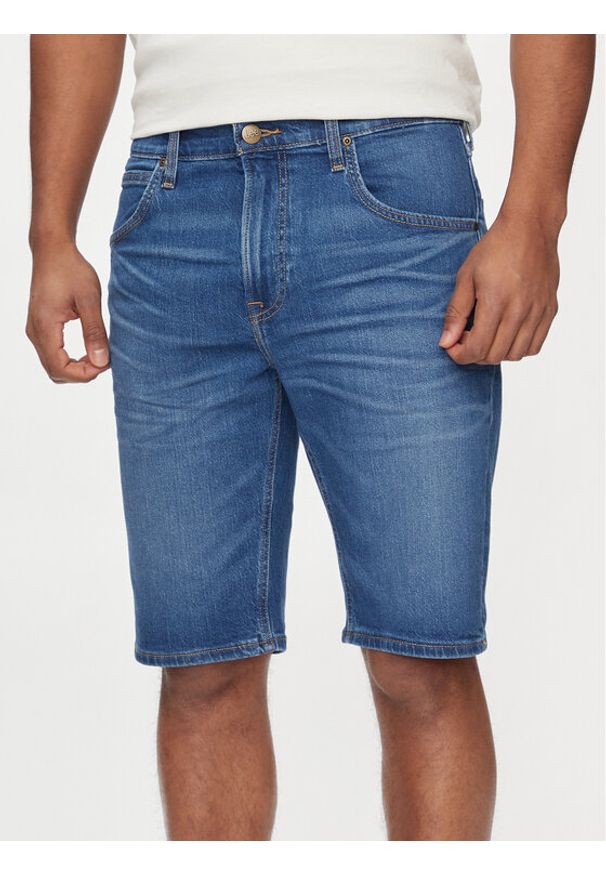 Lee Szorty jeansowe 5 Pocket 112349234 Niebieski Regular Fit. Kolor: niebieski. Materiał: bawełna